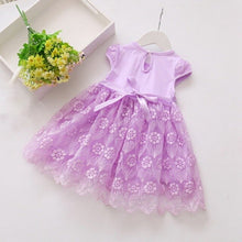 Load image into Gallery viewer, Summer Casual Baby Girls Short Sleeve Dress With Bowknot Design Kids Toddler Pageant Princess Mesh Sundress
