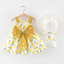 Load image into Gallery viewer, Summer New Fashion Infant Baby Girl Sleeveless Orange Print Princess Backless Cute Dress+Hat Cap Outfits Wholesale Free Ship Z4