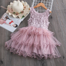 Load image into Gallery viewer, Summer Toddler Girls Lace Cake Dress Kids Sleeveless Floral Mesh Wedding Dresses Children Clothing For Baby Girls 3 to 8 Years