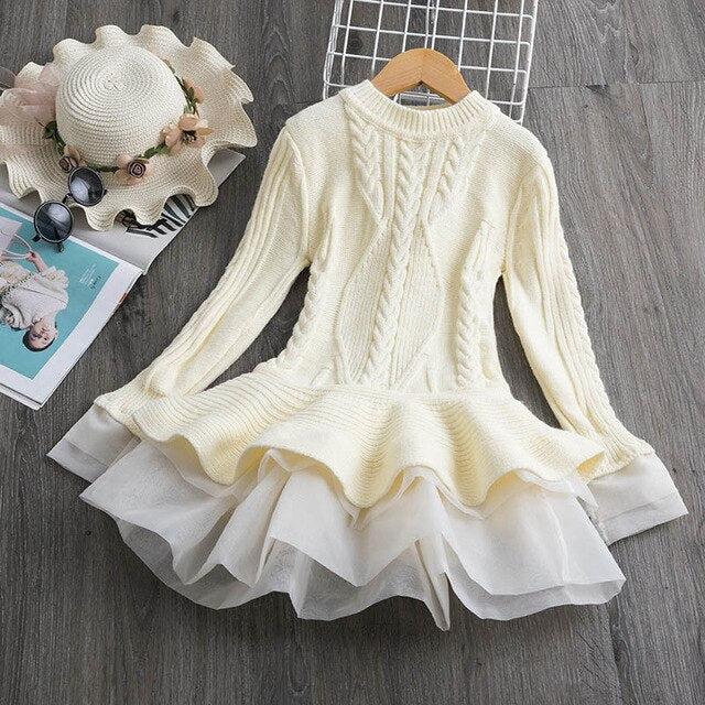 Sweater Dress with Ruffled Bottom