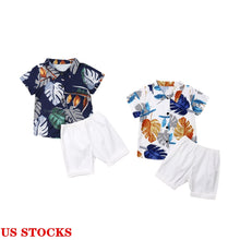 Load image into Gallery viewer, Summer Toddler Kid Baby Boy Cotton Clothes Print Outfits Gentleman Short T-Shirt+Pants Tops Gentle Fashion Beachwear Set

