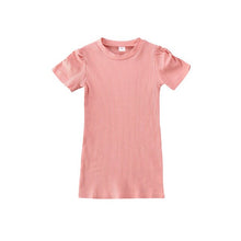 Load image into Gallery viewer, Pudcoco 2020 Toddler Kids Baby Girls Dress 4 Colors Puff Sleeve Solid Straight Casual Knitted Dress Top Outfit 1-6Y
