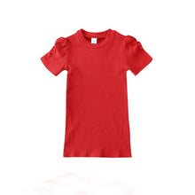 Load image into Gallery viewer, Pudcoco 2020 Toddler Kids Baby Girls Dress 4 Colors Puff Sleeve Solid Straight Casual Knitted Dress Top Outfit 1-6Y
