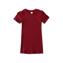 Load image into Gallery viewer, Pudcoco 2020 Toddler Kids Baby Girls Dress 4 Colors Puff Sleeve Solid Straight Casual Knitted Dress Top Outfit 1-6Y
