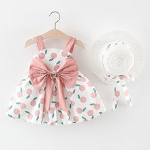 Load image into Gallery viewer, Summer New Fashion Infant Baby Girl Sleeveless Orange Print Princess Backless Cute Dress+Hat Cap Outfits Wholesale Free Ship Z4
