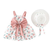 Load image into Gallery viewer, Summer New Fashion Infant Baby Girl Sleeveless Orange Print Princess Backless Cute Dress+Hat Cap Outfits Wholesale Free Ship Z4
