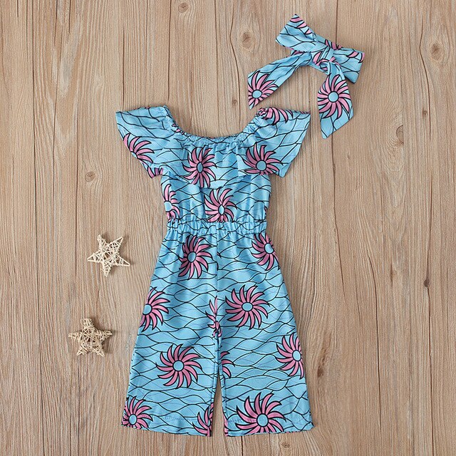 Off Shoulder Baby Girls Romper Summer Dashiki African Style Print Romper For Toddler Baby Girls Clothes Jumpsuit+hairband 2020