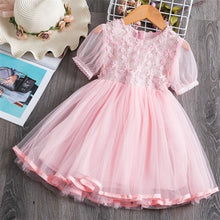 Load image into Gallery viewer, Summer Toddler Girls Lace Cake Dress Kids Sleeveless Floral Mesh Wedding Dresses Children Clothing For Baby Girls 3 to 8 Years
