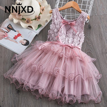 Load image into Gallery viewer, Summer Toddler Girls Lace Cake Dress Kids Sleeveless Floral Mesh Wedding Dresses Children Clothing For Baby Girls 3 to 8 Years
