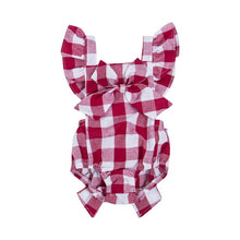 Load image into Gallery viewer, Plaid Baby Ruffled Romper with Headband
