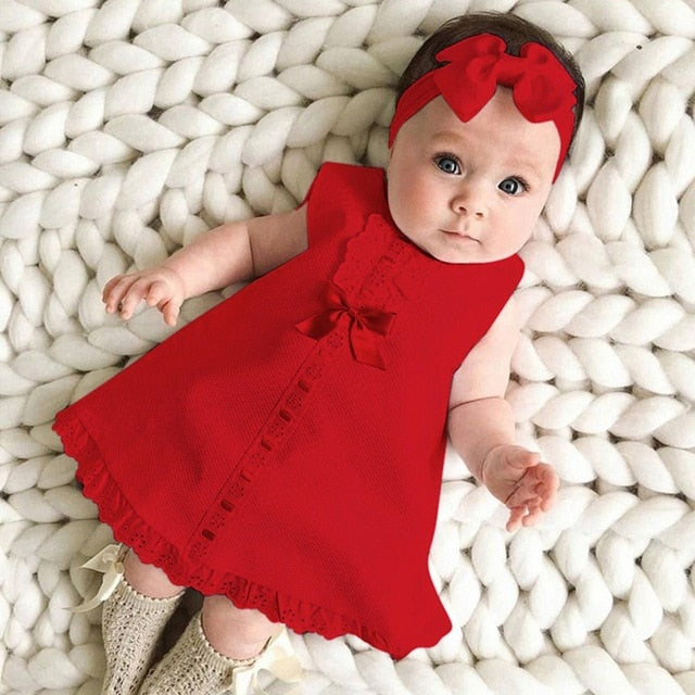 Baby Sleeveless Dress with Bow-knot