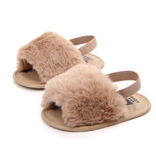 Load image into Gallery viewer, Summer Soft Hair Style Classic Baby Girl Slipper Sandals Breathable Baby Fur Shoes Simple Elastic Sandals Princess Baby
