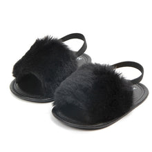 Load image into Gallery viewer, Summer Soft Hair Style Classic Baby Girl Slipper Sandals Breathable Baby Fur Shoes Simple Elastic Sandals Princess Baby
