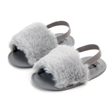 Load image into Gallery viewer, Summer Soft Hair Style Classic Baby Girl Slipper Sandals Breathable Baby Fur Shoes Simple Elastic Sandals Princess Baby
