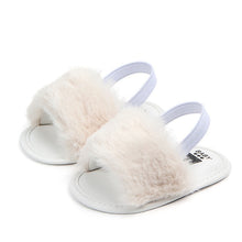 Load image into Gallery viewer, Summer Soft Hair Style Classic Baby Girl Slipper Sandals Breathable Baby Fur Shoes Simple Elastic Sandals Princess Baby
