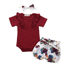 Load image into Gallery viewer, 3 Piece Outfits with bow-tie headband - Various Colors &amp; Styles
