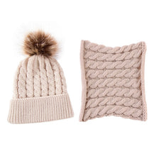 Load image into Gallery viewer, Knitted Beanie Cap with matching neck scarf

