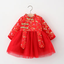 Load image into Gallery viewer, Toddler Baby Kid Girl Lunar Chinese New Year Tang Suit Princess Dresses Clothes Robe Retro Sweet Princess New Year Dress
