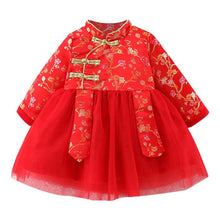 Load image into Gallery viewer, Toddler Baby Kid Girl Lunar Chinese New Year Tang Suit Princess Dresses Clothes Robe Retro Sweet Princess New Year Dress
